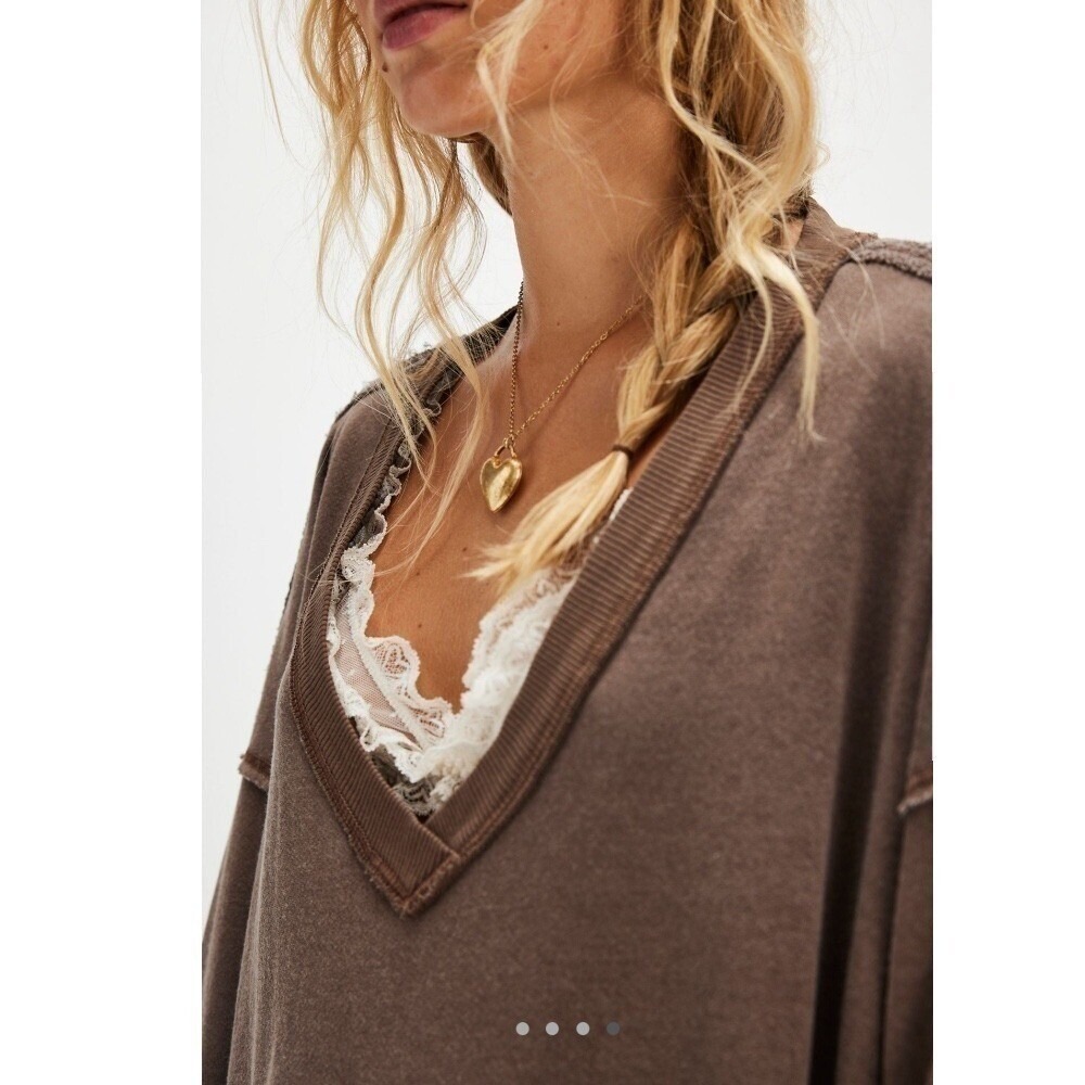 NWT We the Free People Venice Sweatshirt in Brown Bear XS - Picture 4 of 8